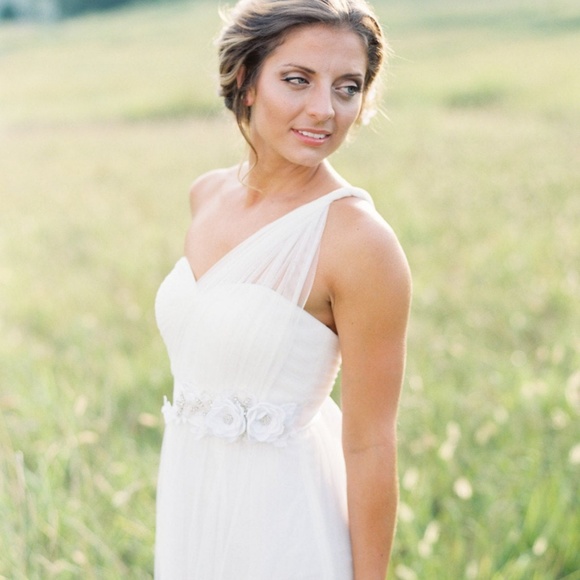 Bridal Flower Dress Sash. Bridal Gown Flower Sash.